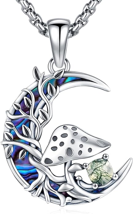 Sterling Silver Tree of Life Necklace for Women Oval Family Tree Necklace Abalone Shell Moonstone Pendant Mother Day Necklace for Mom Tree of Life Jewelry