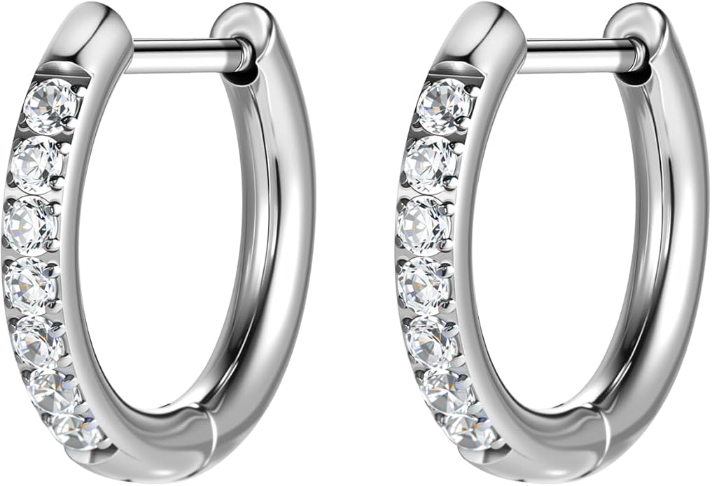 AOEDEJ G23 Titanium Hoop Earrings 18G Small Huggie Earrings Medical Grade Titanium Earring 8mm/10mm/12mm Cartilage Earring Hoop for Women Men Sensitive Ears