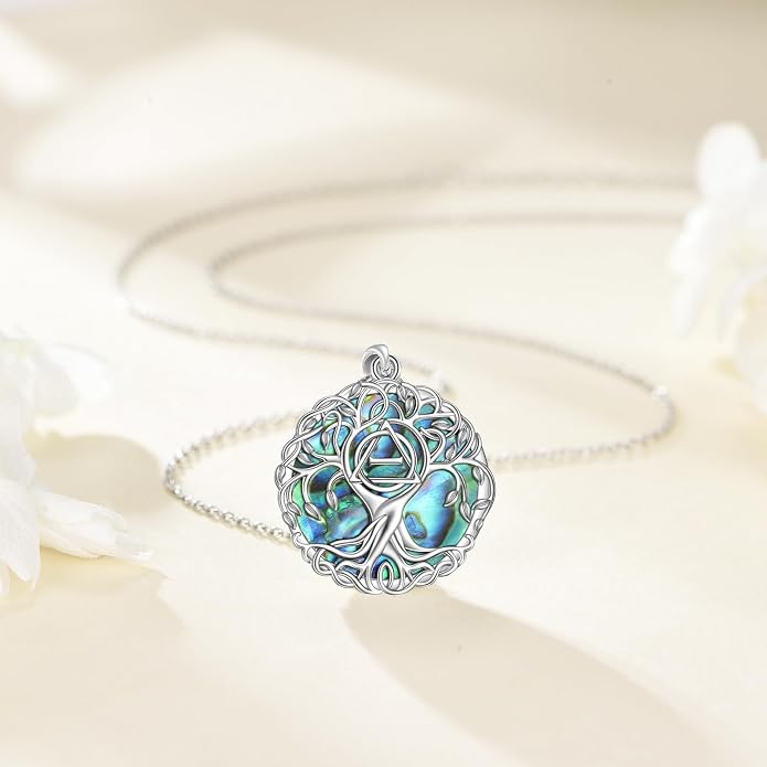 YFN Tree of Life Necklace Sterling Silver Celtic Knot Tree Pendant Jewelry Gifts for Women Men