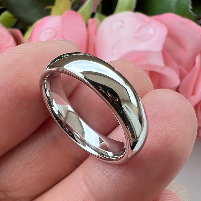 TUTISS 2mm 3mm 4mm 5mm 6mm 7mm 8mm 10mm White Tungsten Rings for Men Women Engagement Wedding Bands Domed Polished Shiny Comfort Fit