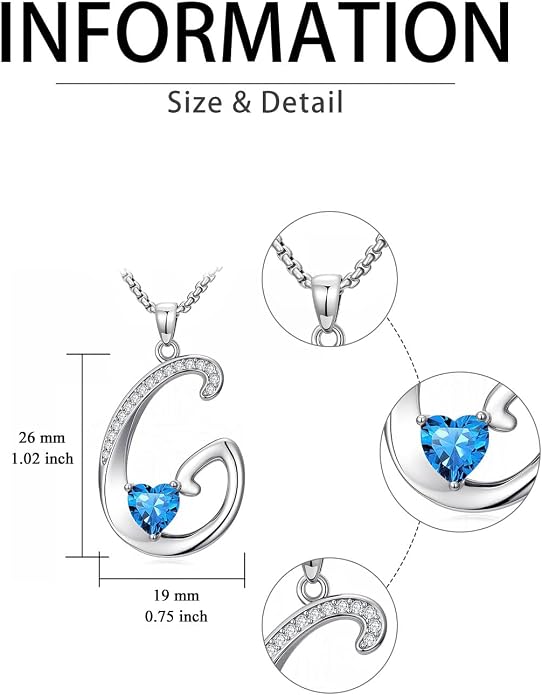 Birthday Gifts for Women Alphabet A to Z Initial Birthstone Pendant Necklaces for Women - 18k White Gold Plated Personalized Name Jewelry Anniversary Graduation Gifts for Wife Her Daughter Girlfriend(with Gift Box)