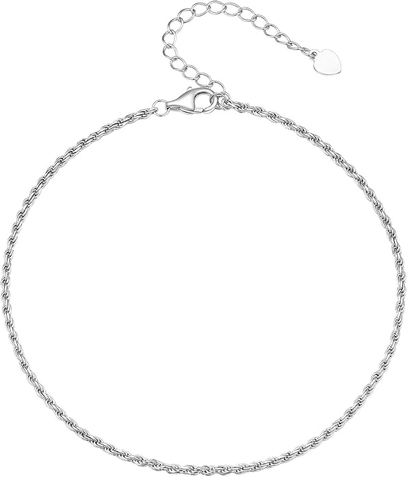 PROSILVER 925 Sterling Silver Ankle Bracelets For Women, Stylish Chain Anklets, Summer Beach Jewelry, 8.6-10.6 Inch Adjustable, Come with Box