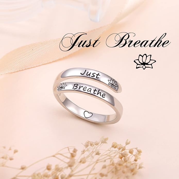 Ladytree Adjustable Inspirational Rings 925 Sterling Silver Stacking Wrap Spiral Twist Statement Band Encouragement Birthday Gift for Women Men