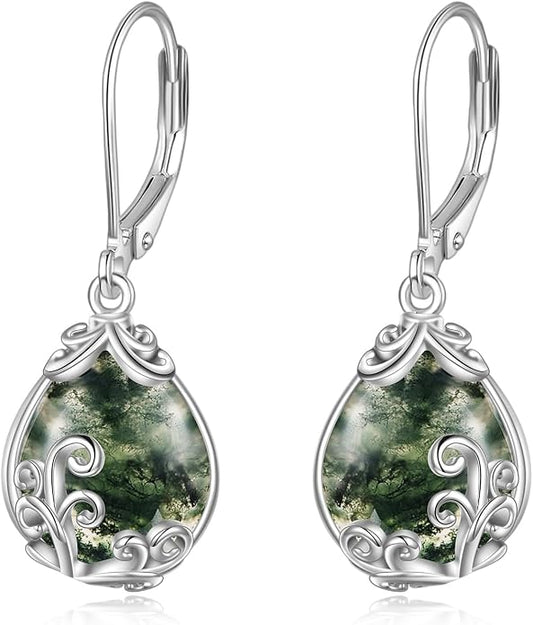POPLYKE Celtic Filigree Teardrop Drop Dangle Earrings Sterling Silver Leverback Earrings Jewelry for Women
