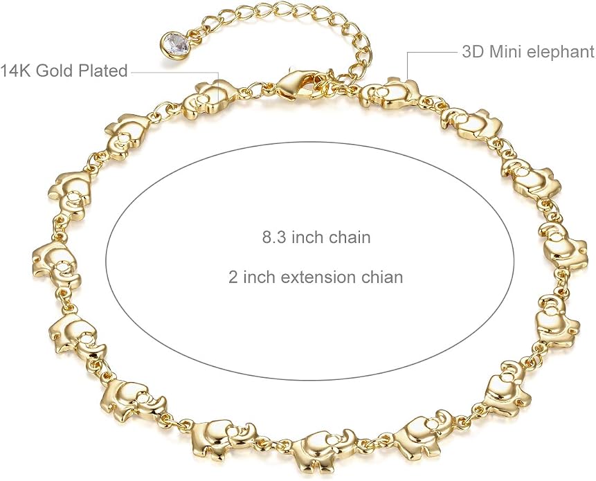 LOYATA Dainty Ankle Bracelet,14K Gold Plated Tiny Bead Anklet Dainty White Cubic Zirconia Cross Tassel Foot Chain Cute Lucky Moon Evil Eye Foot Jewelry Boho Anklets for Women