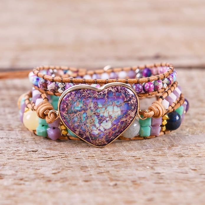 YGLINE Natural Stone Bracelet 3 Wraps Bracelet Handmade Boho Bracelet for Women Bracelet