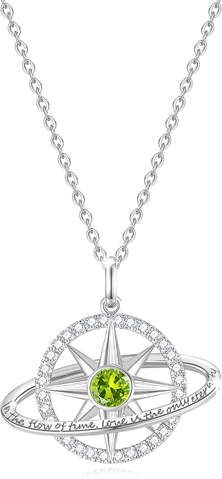 FANCIME Stellar Promise Birthstone Necklace for Women White Gold Plated Sterling Silver Planet Star Pendant Fine Jewelry Anniversary Birthday Mothers Day Gifts for Women Wife Friend Her