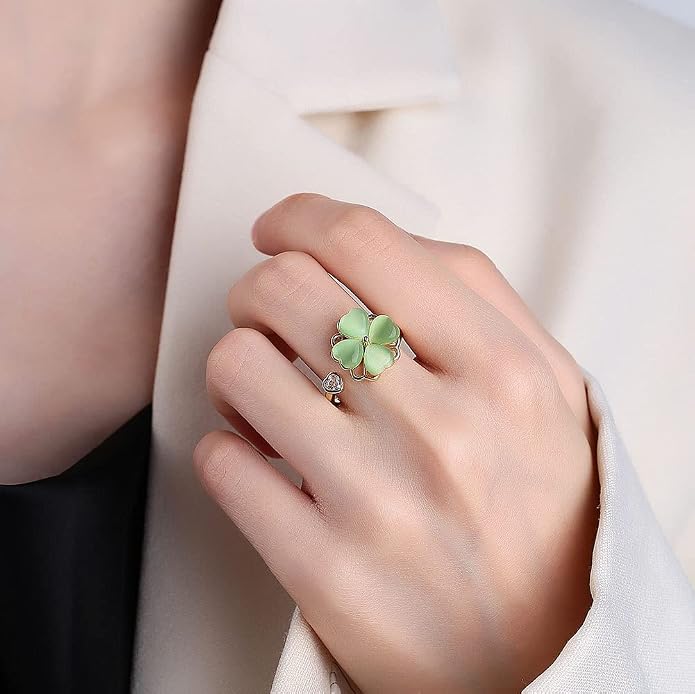 Fidget Ring Anxiety Spinner Ring Open Adjustable Sunflower Star Moon Windmill Butterfly Rings Daisy Stress Relieving Fidget Women Cubic Zirconia Anti Stress Mood Rotate Inspirations Jewelry