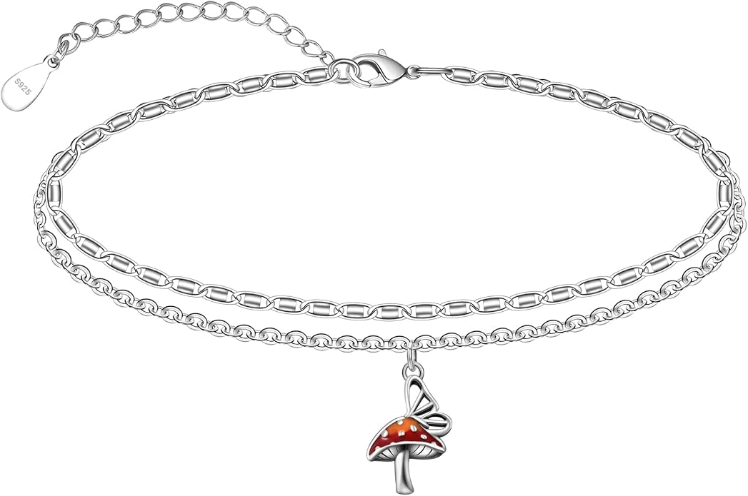 CHIC & ARTSY 925 Sterling Silver Ankle Bracelets for Women, Adjustable Layered Foot Chains with Nature & Symbol Charms, Lightweight Comfort Fit Boho Beach Everyday Jewelry