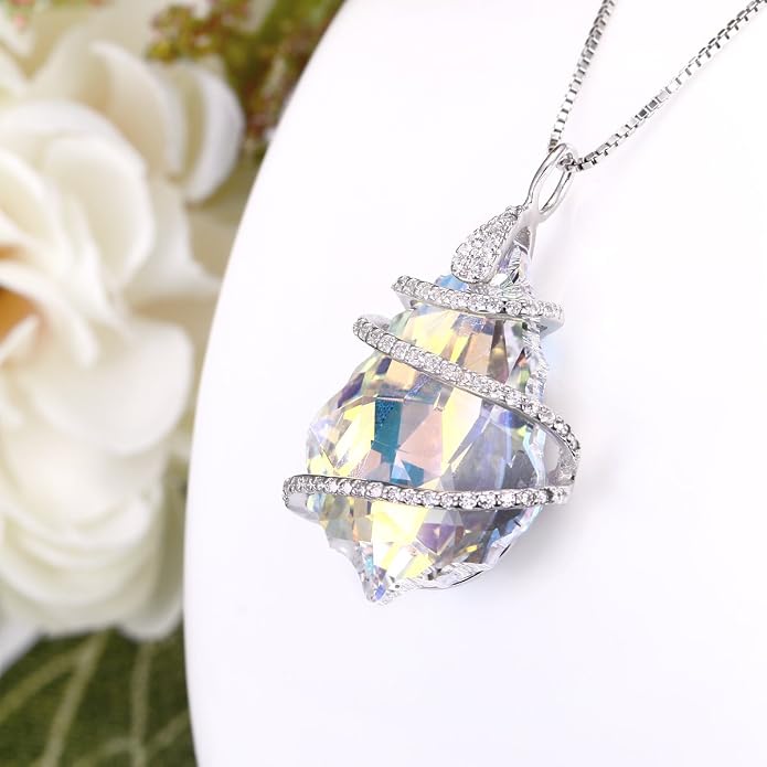 EVER FAITH 925 Sterling Silver CZ Baroque Pendant Adjustable Necklace