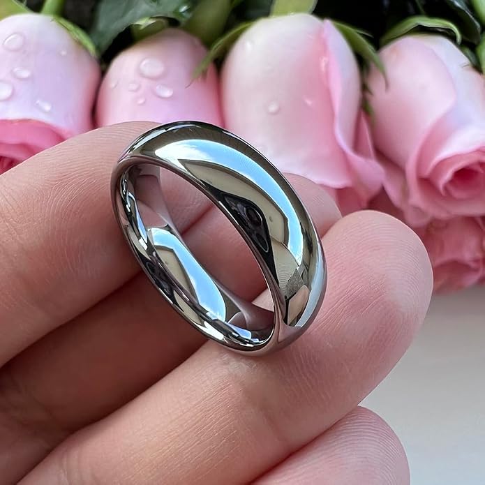 TUTISS 4mm 6mm 8mm 10mm Silver/Gold/White Tungsten Rings for Men Women Couple Fashion Jewelry Anniversary Engagement Wedding Bands Domed Polished I Love You Engraved Comfort Fit
