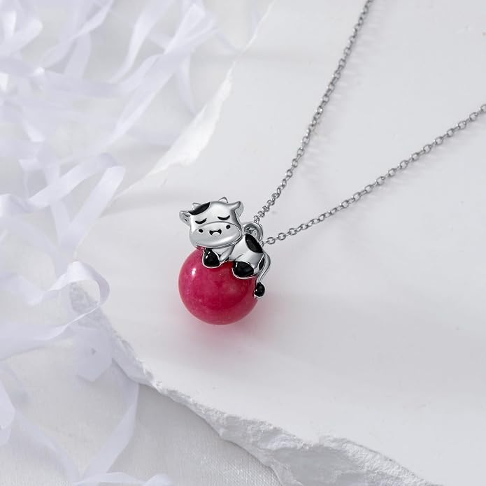 Highland Cow Gifts for Women 925 Sterling Silver Highland Cow Birthstone Necklace Fluffy Cow Jewelry Gifts Birthday Christmas
