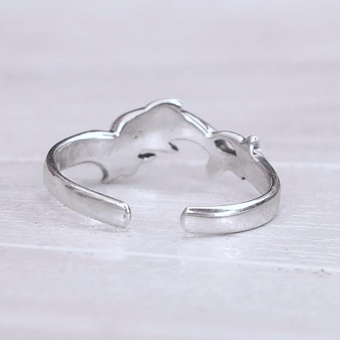 Sterling Silver Toe Ring, Handmade Adjustable Open Band, Minimalist Dainty Summer Beach Foot Jewelry for Women, Can Be Worn as Knuckle or Pinky Ring