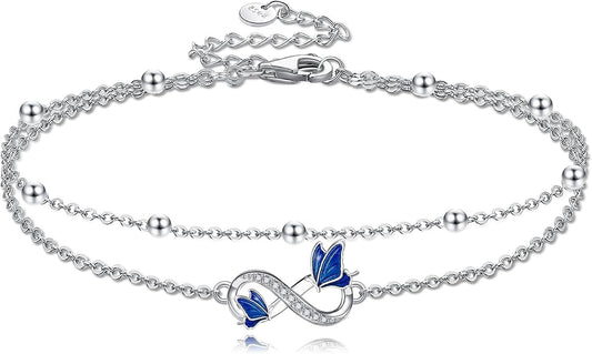 Heart/Starfish/Pineapple/Anchor/Sea Turtle/Butterfly/Celtic/Whale Tail bracelet Anklets for Women 925 Sterling Silver Anklets Jewelry for Women