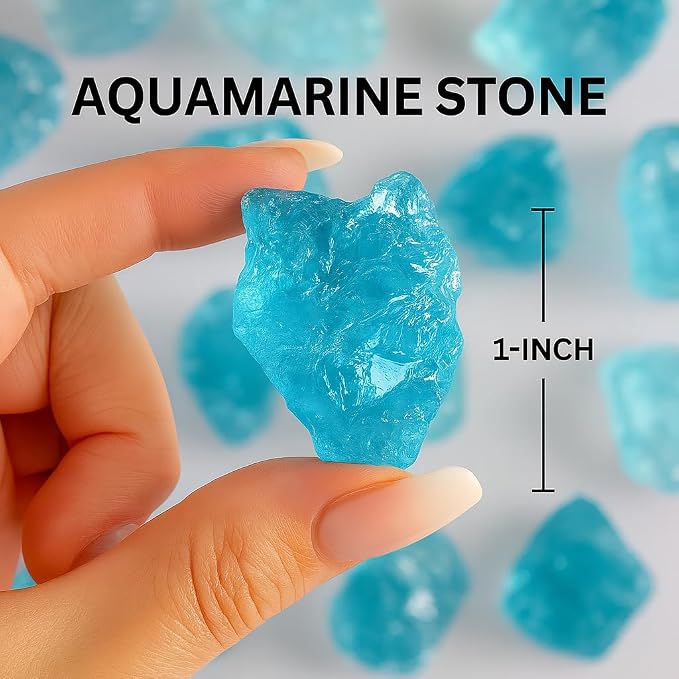 Large 1.25-2.0” Natural Aquamarine Raw Crystals Stones for Meditation, Chakra, Reiki, Crystal Grid, Energy Work, Wire Wrapping, Tumbling & Spiritual Home Decor