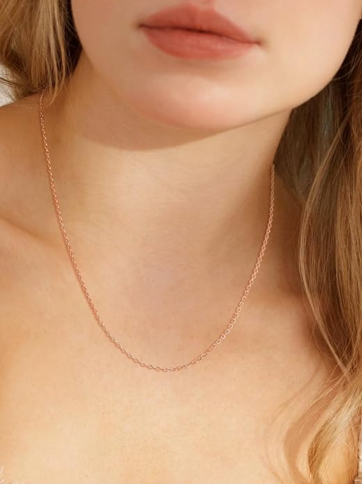 SILVERCUTE 925 Sterling Silver Necklace for Women,1mm/1.3mm/1.5mm/1.6mm Thin Silver Cable Chain/Box Chain/Rope Chain Necklace with Extension Chain,18/20/22/24/26/28/30 Inch