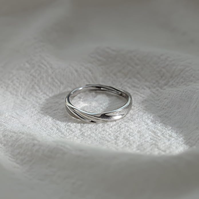 925 Sterling Silver Ring Minimalist Adjustable Rings Band Handmade Rings for Women Girls