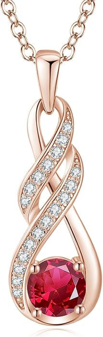 Birthstone Necklaces for Women 925 Sterling Silver Infinity Pendant Created Gemstone Jewelry for Her, 16"+2"