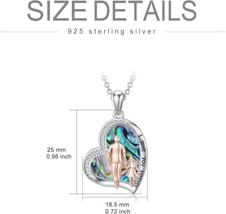 PROESS S925 Sterling Silver Daughter Heart Pendant Necklace from Dad Mom I Love You Forever Jewelry