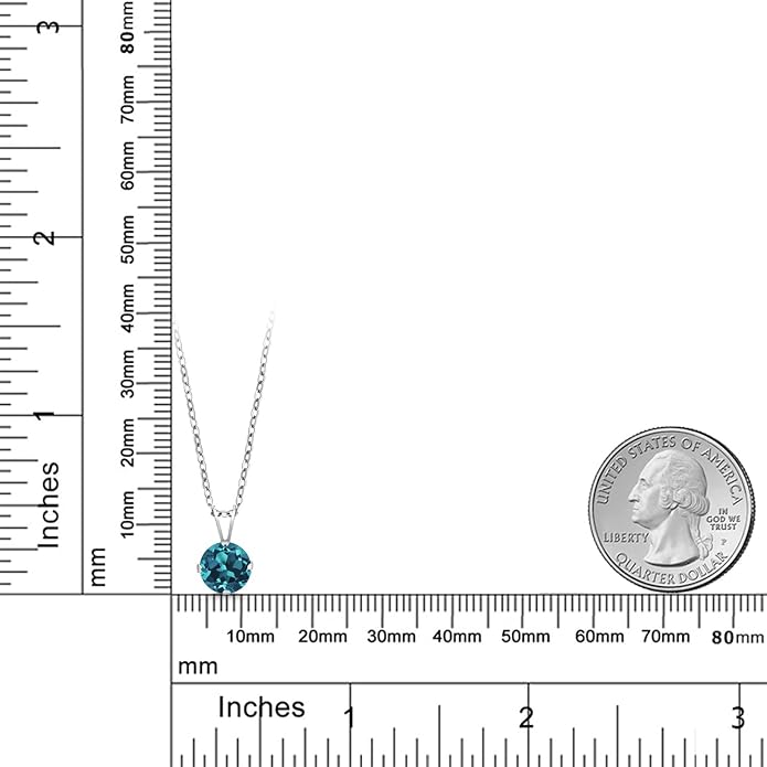 Gem Stone King 7MM Round Gemstone Birthstone Pendant Necklace For Women | 925 Sterling Silver | With 18 Inch Silver Chain | Fine Jewelry Gifts for Women Her Mom Wife