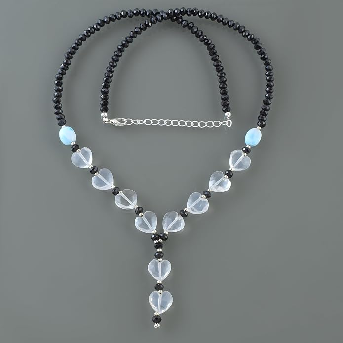 925 Sterling Silver Handmade Gemstone Necklace with Natural Heart-Shaped Beads – Dainty Jewelry for Women