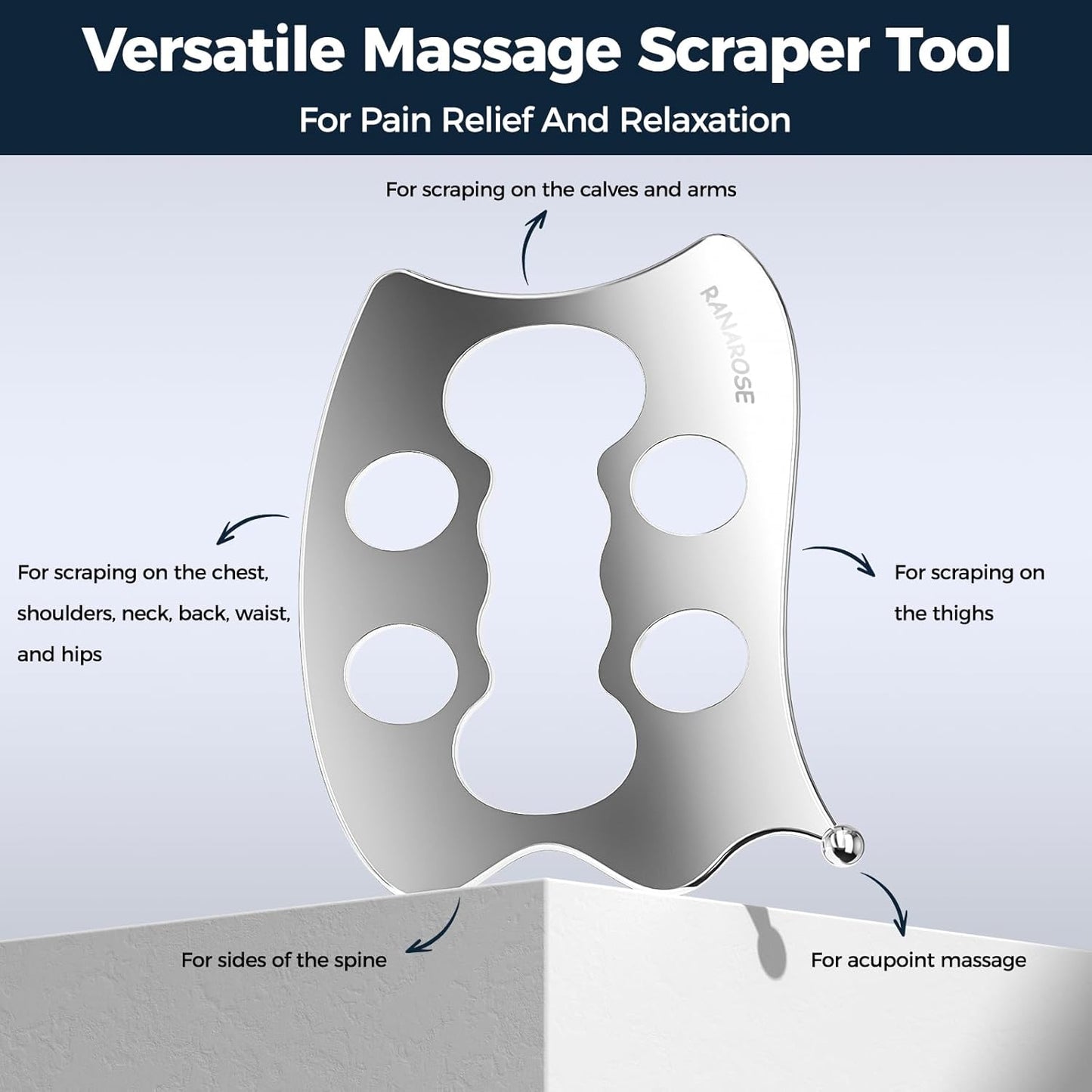 3 Pack Stainless Steel Guasha Tool, Muscle Scraper Tools for Full-Body Massage, Muscle Relief, Physical Therapy & Myofascial Release