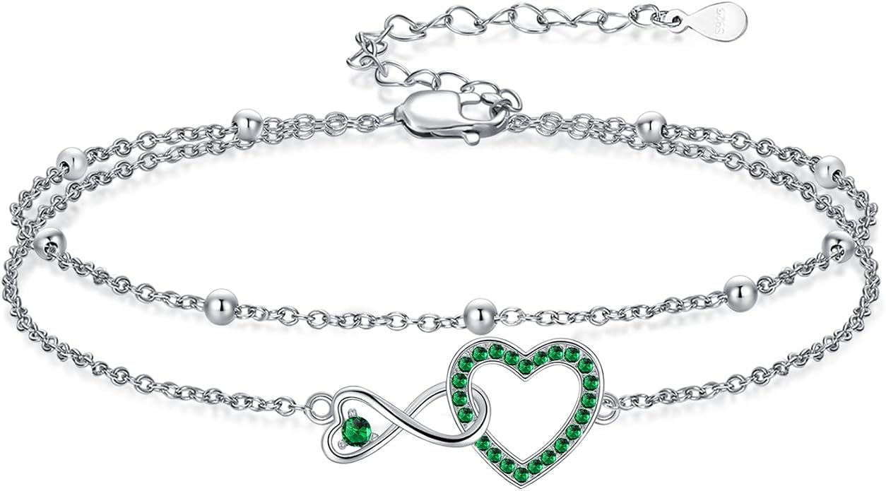Anklet for Women 925 Sterling Silver Double Infinity Ankle Bracelet Waterproof Summer Jewelry Anniversary Birthday Gifts for Her
