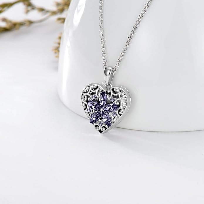 Dorunmo Personalized Locket Necklace 925 Sterling Silver that Holds Pictures Butterfly Birthstone Photo Heart Locket Custom Jewelry Congratulations New Beginnings New Job Gifts for Women