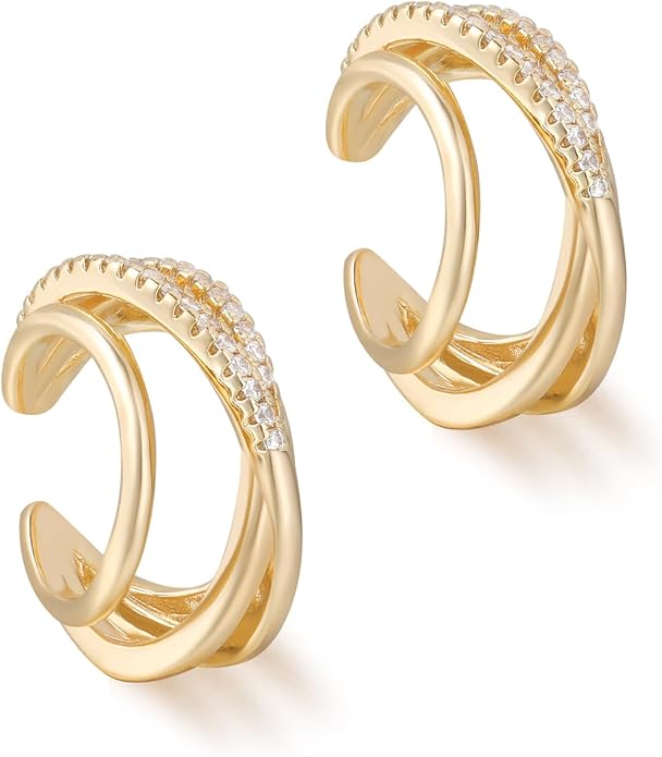 MYEARS Women Ear Cuff Earring Gold Non Pierced Ear Cartilage Clip on Wrap Hoop 14K Gold Filled Tiny Boho Beach Simple Minimalist Delicate Handmade Hypoallergenic Jewelry Gift-Sold as Single/Pair