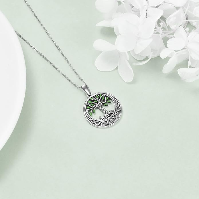 ONEFINITY Tree of Life Necklace 925 Sterling Silver Abalone Shell Celtic Knot Pendant Necklace for Women Jewelry