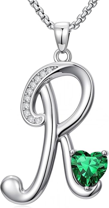 Birthday Gifts for Women Alphabet A to Z Initial Birthstone Pendant Necklaces for Women - 18k White Gold Plated Personalized Name Jewelry Anniversary Graduation Gifts for Wife Her Daughter Girlfriend(with Gift Box)