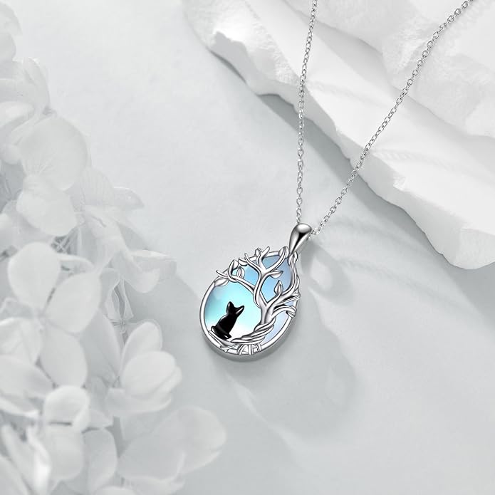 POPLYKE Sterling Silver Gemstone Teardrop Pendant Necklace Crystal Jewelry for Women