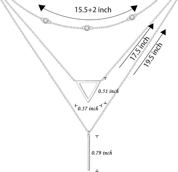 Layered Choker Necklaces for Women S925 Sterling Silver Circle/Heart/Cross/Star Multi Layered Necklace Handmade Bead Chain Adjustable Jewelry for Birthday