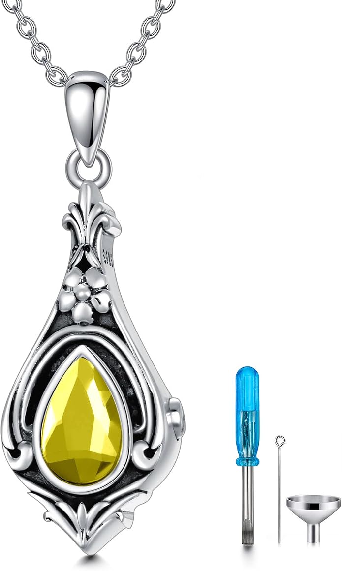 Seiyang Urn Necklace for Ashes 925 Sterling Silver with Birthstone Cremation Jewelry Keepsake Ashes Pendant Necklace Memorial Jewelry for Women Loved One