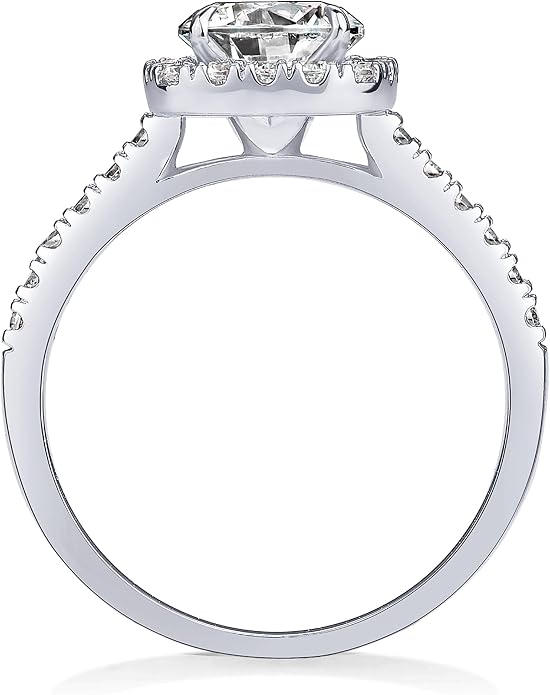 PAVOI 14K Gold Plated Square Halo Engagement Rings | Premium Cubic Zirconia Promise Eternity Ring for Women | Wedding Bands