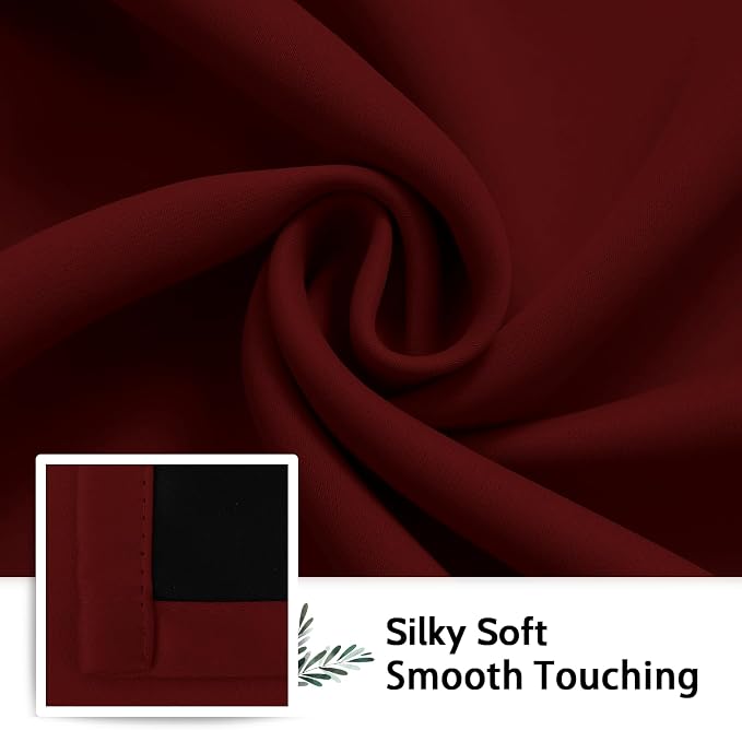 SimpleHome Burgundy Red 100% Blackout Curtains Room Darken Living Room 84 | Curtains for Bedroom,Thermal Insulated Grommet Window Drapes,Curtains for Living Room with Black Back,52 x 84 Inch,2 Panels