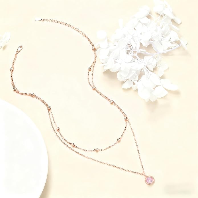 MONGAS Tree of Life/Infinity Cross/Lock and Key/Lotus/Hamsa/Horse/Strawberry/Opal/Lariat/Dragonfly/Heart/Violin Layered Necklace Sterling Silver for Women