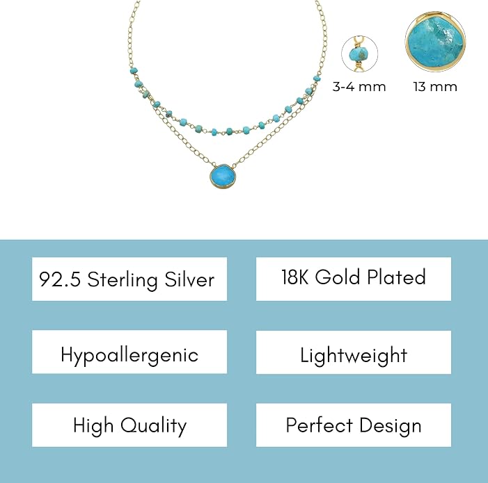 Layering Necklace for Women, Premium Layered Gold Healing Crytsal Necklaces - Tarnish Free 18K Gold Vermeil Certified S925 Classic Stack Necklace Gold Jewelry for Women - Mothers Day Gifts for Mom Wife