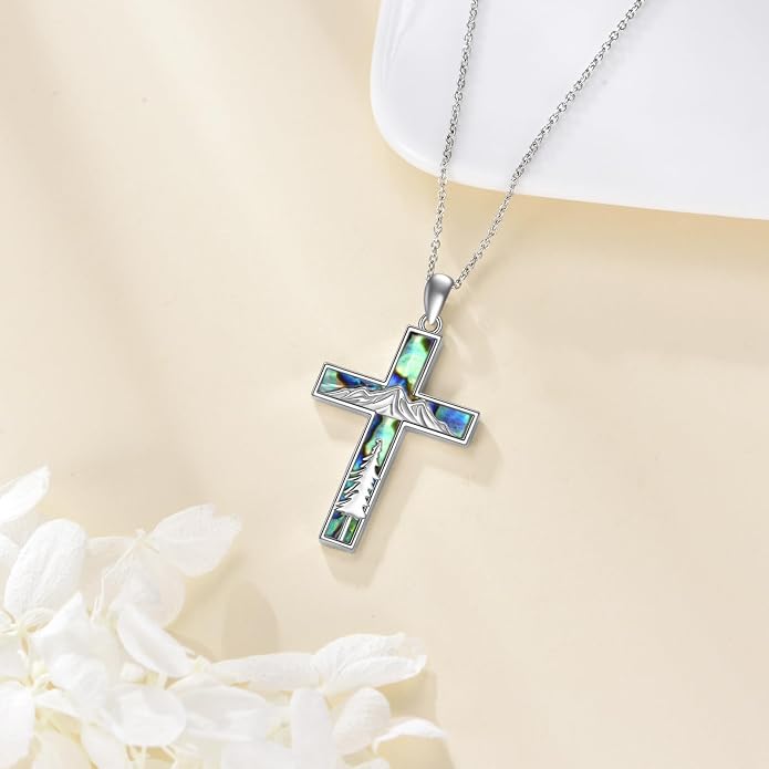 Cross Necklace 925 Sterling Silver Cross Faith Pendant Christian Jewelry Gifts for Women Men
