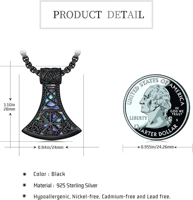 Viking Necklace for Men 925 Sterling Silver Viking Norse Pagan Jewelry Gifts for Women