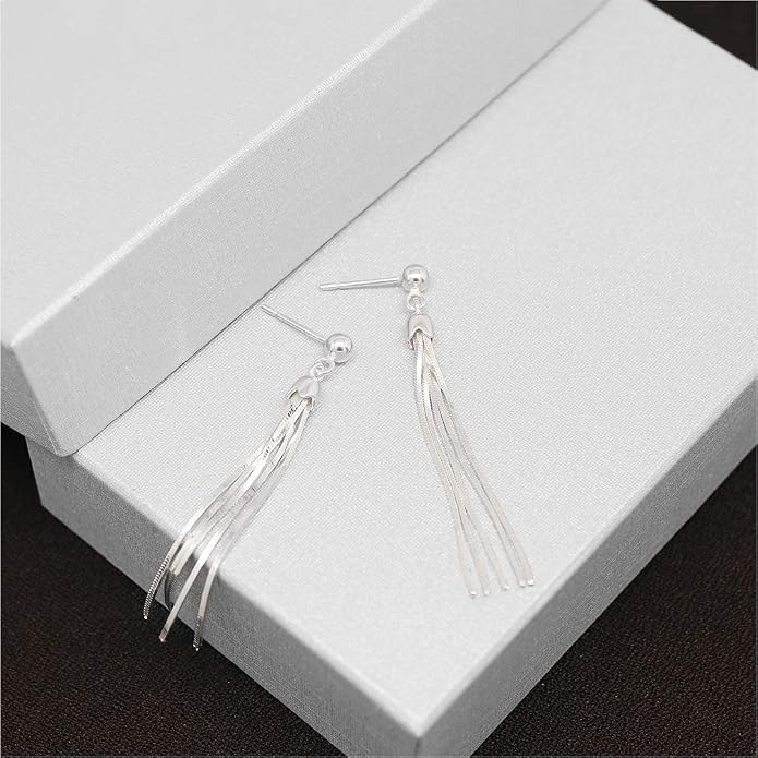 Savlano 925 Sterling Silver 18k Gold Plated Dangle Drop Tassel Stud Earrings For Women and Teens Comes In White Gold, Yellow Gold & Rose Gold Colors Comes With Savlano Gift Box