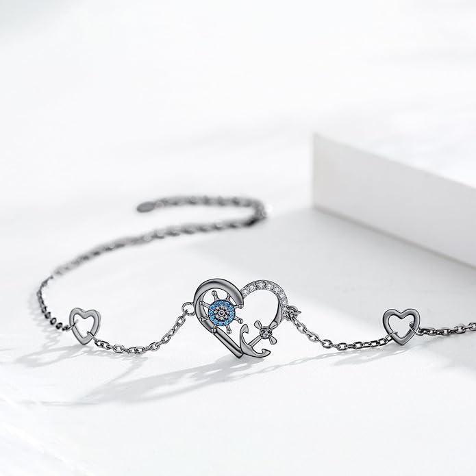 MEDWISE Multicolor Anchor Ankle Bracelets 925 Sterling Silver Anchor Jewelry Adjustable Anklet Summer Beach Jewelry for Daughter Women Wife Mom Christmas Gifts 2025