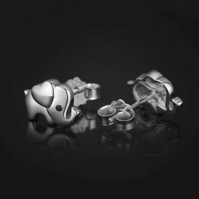 925 Sterling Silver Stud Earrings Hypoallergenic Women Elephant Earring for Sensitive Ears Christmas Jewelry Gifts Stocking Stuffers