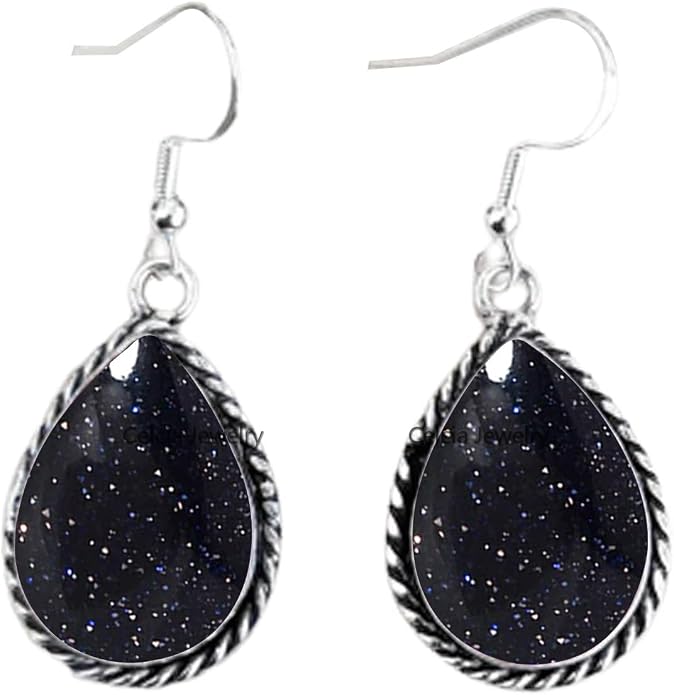 Pure 925 Sterling Silver Dangle Drop Earrings for Women, Pear Gemstone Handcrafted Earrings for Women & Girl ('Amethyst)