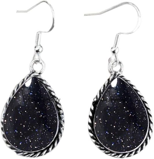 Pure 925 Sterling Silver Dangle Drop Earrings for Women, Pear Gemstone Handcrafted Earrings for Women & Girl ('Amethyst)