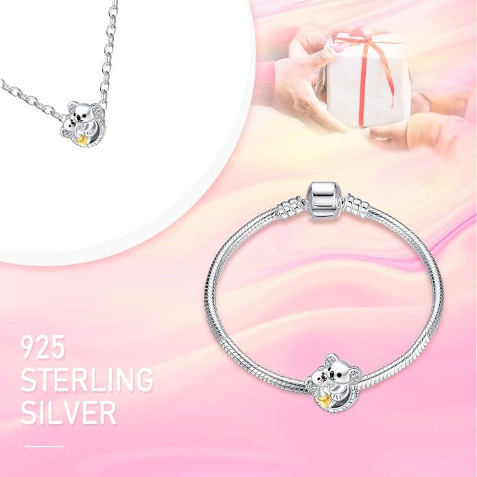 NINGAN 925 Sterling Silver Charm Golden Love Charm Buckle Safety Chain Travel Bead Firefly Dragonfly Pendant, Suitable for Women Bracelet and Necklace as Gift from Mom and Friends