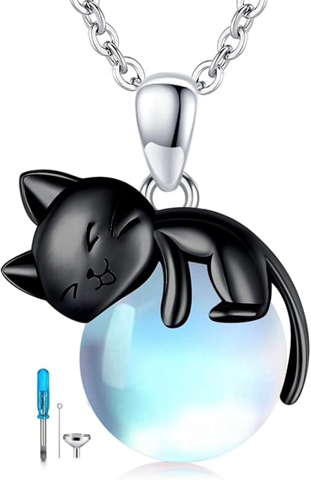 Cat Necklace Sterling Silver Cat Zircon Pendant Gothic Jewelry for Women Animal Lovers Gifts