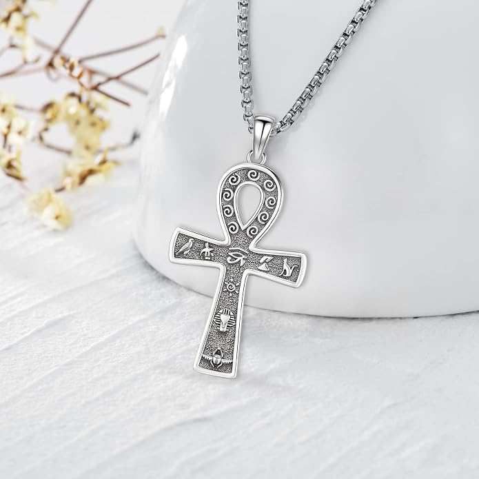Pentagram Necklace Sterling Silver Triple Moon Goddess/Celtic Knot Witches Knot/Ankh/Sun and Moon/Hecate/Lilith/Santa Muerte/Tetragrammaton Pendant Necklace Pagan Wiccan Magic Egyptian Amulet Jewelry for Women Men