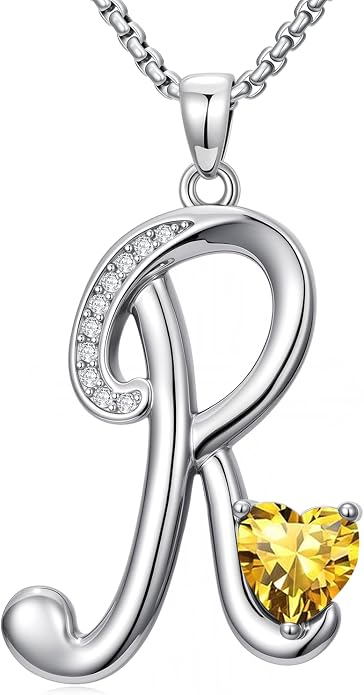 Birthday Gifts for Women Alphabet A to Z Initial Birthstone Pendant Necklaces for Women - 18k White Gold Plated Personalized Name Jewelry Anniversary Graduation Gifts for Wife Her Daughter Girlfriend(with Gift Box)