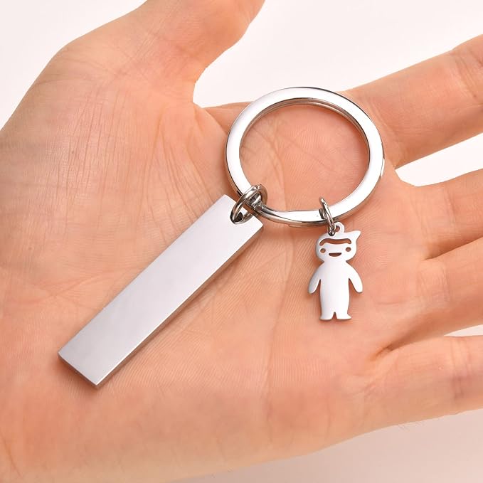 VNOX Personalized 4 Sided Keychain,Stainless Steel Vertical Bar Keychain,Gift for Family Lover Best Friend Bridesmaid